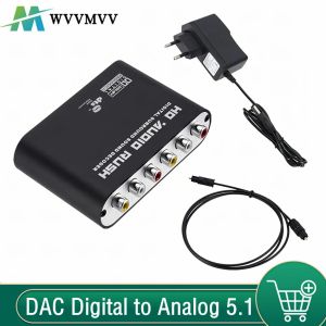 Conversor wvvmvv AC3 Audio Digital a analógico 5.1 canal de canal DAC Conversor óptico SPDIF Coaxial Aux 3,5 mm a 6 amplificador de decodificador RCA