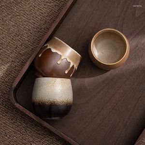 Kupalar Japon tarzı kaba seramik fırın fırın fırın öğleden sonra çay kupası kahve vintage taklit yakacak odun el yapımı kase kupa