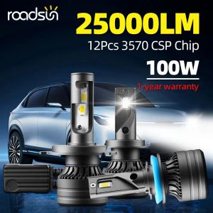 Ampuller Roadsun CSP Mini H7 LED H4 H1 H11 ARAÇ FARLI BULUŞLAR H8 HB3 HB4 9005 9006 LED CANBUS 180W 120000LM 6000K 12V 24V Otomatik Sis Işığı