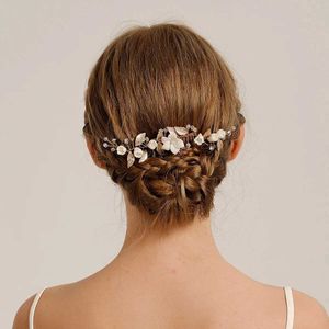 Düğün Saç Takı Gelin Çiçek Saç Tomberi Altın Yaprak Kip Klipli Rhinestone İnci Tiara Zarif Balo Meapwear Düğün Saç Takı Evlilik Taç