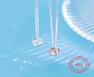 925 Gümüş Kristal İçi Boş Polygon Zirkon Kolye Geometrik Kolye Takı Gül Altın Kaplama Modern Moda Takı 319U91474660