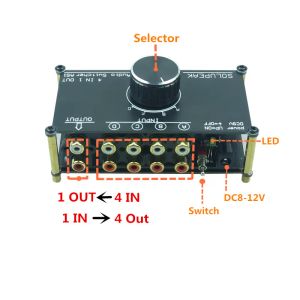 Amplifikatör Solupeak AS1 Audio Sinyal Anahtarlayıcı 4 Giriş 1 Çıkış veya 4'ten 1'i HIFI Stereo RCA Anahtarı Seçici Seçici Kutu Amplifikatör için