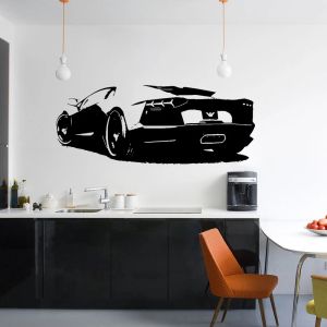 Adesivos Sport Car Car Wall Sticker Modern Fashion Style for Children's Quarto Crianças Adesivos na parede Decoração de quarto de meninos 3560