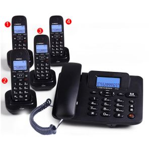 El telefonlar kablosuz cevaplama Hine 2.4g kablolu telefon ahizesi ofisi ev otel uzun menzilli kablosuz telefon 4 elle masa telefonu