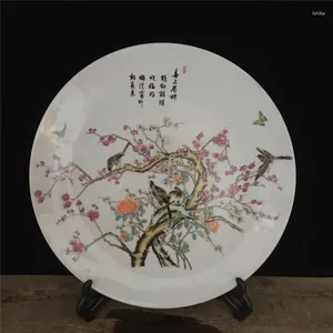 Пластины на сливовом цвете китайская арт -керамическая тарелка означает счастливое стиль декоративные настенные блюда домашняя студия украшение
