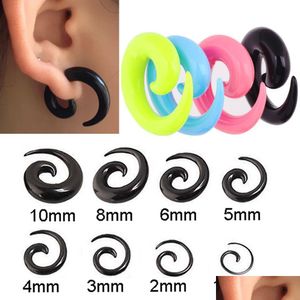 Tüneller tüneller goth akrilik küpeler spiral konik et kulak siyah piercing sedye genişletici germe tapa gövde takılar 2mm 5mm 1 dheac