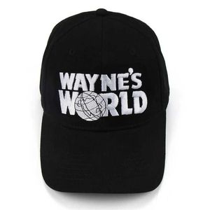 Top Caps Waynes World Black Cap Beyzbol Şapkası Moda Rol Oyun Stili İşlemeli Kamyon Şapkası Unisex Mesh Şapka Ayarlanabilir Boyut T240429