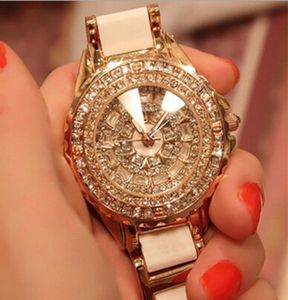 Limited Edition Royal Watches Lüks Elmas Seramik Kayış Gül Altın Elbise Düğün Kuvars Bilek Bayanlar için Hediye 7858188