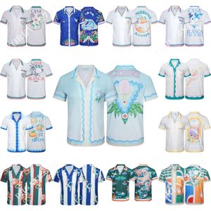 Tasarımcı Erkek Tişörtleri Casa Blanca T Shirps Erkekler İçin Tasarımcı Kazablanca Baskı Plajı Gevşek Kısa Kollu Gömlek Erkekler Sıradan Nefes Alabilir İnce Gömlek İpek Tshirt Yüzmek