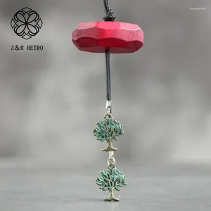 Подвесные ожерелья в красном древесине с ожерельем дерева жизни подвески