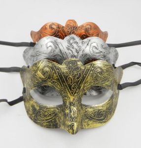 Yunan Adam Göz Maskesi Fantezi Elbise Roman Savaşçıları Kostüm Venedik Masquerade Parti Mask Düğün Mardi Gras Dans Gold Gümüş CO6604361