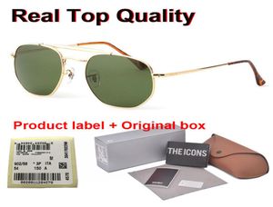 Дизайн бренда шестигранные солнцезащитные очки Man Women Metal рама стеклянные очки очки ретро солнечные очки Oculos de Sol с розничной Box972928