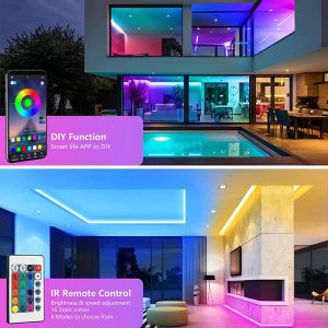 Renk RGB 5050 LED Strip Bluetooth Bant Dekoru Oda LED 10m 15m 20m 30m PC TV Arka Işığı Neon LED Aydınlatma D2.0
