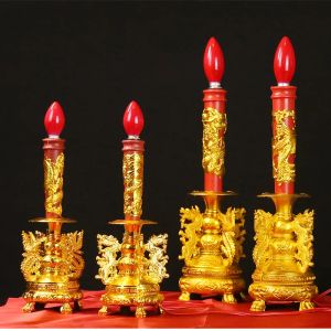 Держатели 2 шт держателя красная свеча смоделировать буддийский зал подсвечника и буддийская посуда