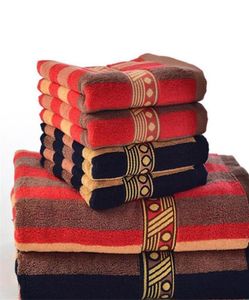 Toalha de algodão egípcia luxuosa toalhas têxteis listradas de presente para o rosto de pano de cabelo vermelho azul toalhas 34 76cm 2pcslot3940094