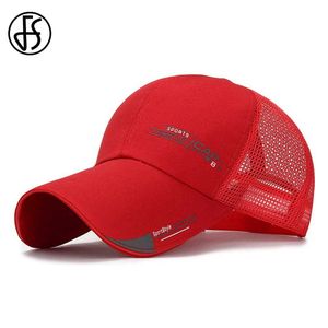 Ball Caps FS 2024 Yaz Marka Kamyoncu Şapkası ile Mesh Black Red Canvas Beyzbol Kapağı Erkekler İçin Sokak Giyim Snapback Kadın Caps Gorras Hombre Y240507