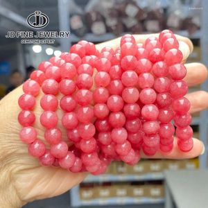 Strand JD Yüksek Kaliteli İmitasyon Rhodochrosite Chalcedony Kadın Moda Yuvarlak Boncuk Elastik Halat Bangles Buda Takı