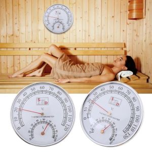 Göstergeler Sauna Termometre Metal Higometre Kılıfı Buhar Sauna Odası İmparatür Guage Nem Ölçer Banyo ve Sauna Kapalı Dış Mekan
