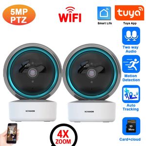 Tuya Akıllı Yaşam Ev Güvenlik Kamera Sistemi Kablosuz 5MP WiFi CCTV PTZ IP Video Gözetleme Kamera 2 Yolu Ses Bebek Monitörü 2K 240422