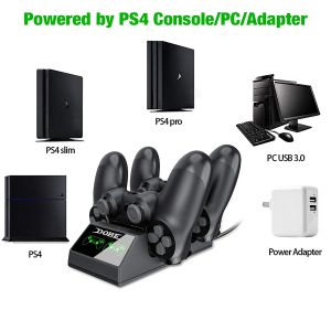 Raflar Hızlı Şarj Dock İstasyonu 4 Mini Mikro Şarj Cihazı Portları PS4 /PS4 Slim /PS4 Pro Denetleyicileri LED Işıklarla Şarj Taban