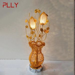 Tischlampen plely moderne goldene Lampe modische Kunst Iiving Room Schlafzimmer Hochzeit LED LED Aluminium Drahtschreibtisch Leuchte