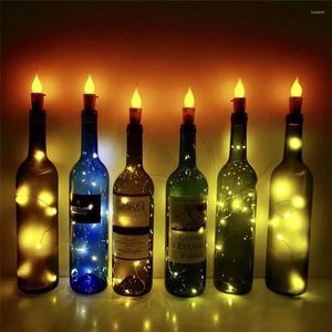 Dizeler 10 Pack 20 Led Şarap Şişesi Cork Işık Mum Alev Yıldızlı Peri Işıkları Noel Cadılar Bayramı Düğün Dekoru