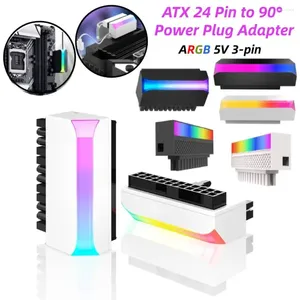 Cabos de computador ATX 24pin a 90 graus Conectores de cabo de alimentação de 5V 3 pinos Argb placa-mãe Aura Sync DIY Montagem