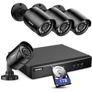 Annke 8CH H265 3K Lite Sorveglianza Sistema di telecamere con rilevamento di veicoli umani AI, 4x1920TVL 2MP CCTV CCTV VIP66 per uso esterno interno