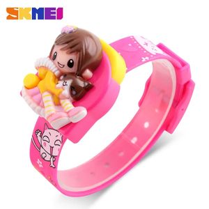 Skmei Pink Mitue Cartoon Watches for Girl Fashion Creative Kids Digital Watch Toy Toy Stental