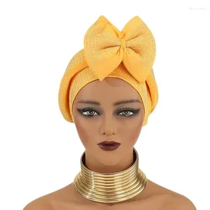 Etnik Giyim Elmaslar Yay Knot Türban Kapağı Kadınlar için Afrikalı Headwrap Müslüman başörtüsü Bonnet Beanies Hat Auto Gele Headtie Aso Oke