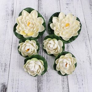 Fiori decorativi per laghetto artificiale Pianta loto gigli accessori per la decorazione dei fiori domestici (bianco)