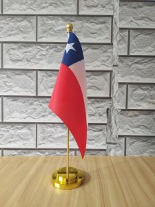 Аксессуары Чили офисное столовое стол с золотой или серебряной металлической базой флагшток 14*21 см. Флаг страны Бесплатная доставка №0047