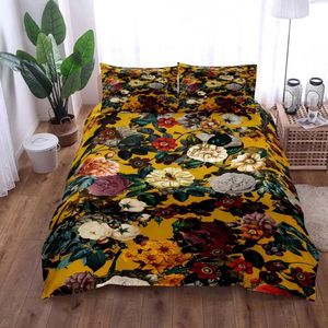 Yatak Seti Egzotik Bahçe Yatak Büyük Yorgan Kapağı Yastık Kılıf Keten Yatak Seti J240507
