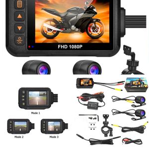Yeni 3 inç Dashcam Video Kaydedici Gece Görüşü Su Geçirmez Motosiklet Ön ve Arka Kamera DVR