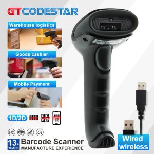 Сканеры Gtcodestar Handheld Wired Wireless 1D 2D Scanner Scanner Laser Bar QR Code Reader для логистического склада