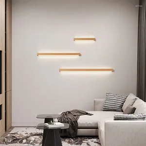 Duvar lambası Art Modern Ahşap LED LEMTING ATMOSHER AÇIKLAMA FİKİLLERİ Yataktaki Merdivenler İçin Damla Salon Koridor 60/80/100/120cm