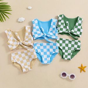 Giyim Setleri Pudcoco Çocuk Bebek Kız Mayoları Mayo Plajı Bikini İki Parça Kravat Ön Mimaralar Banyo Takımında 6m-4t
