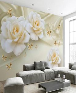 Fashion Decor Home Dekoration für Schlafzimmer warme Rosen Seidenfernseher Hintergrund Wandbaum 3D Wallpaper 3D Wallpapiere für TV -Hintergrund1004228