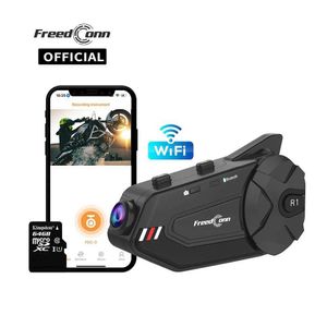 Cep Telefonu Kulaklıklar FreedConn R1plus Bluetooth Motosiklet Walkie Talkie Kask Başı WiFi Uygulama Hoparlör Motosiklet Walkie Talkie Mot J240508