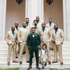 Erkekler Suits Blazers Yeşil Set Erkekler İçin Düğün Şampanya Gelin Odası Damat Erkek Ceket Damatlar Akşam Elbisesi Ultra Yetenekli Uygun Resmi Konuklar Q240507