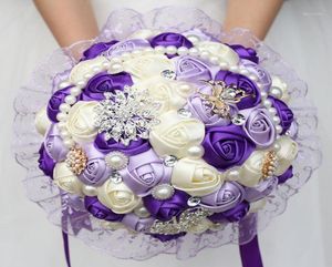 Buquê de casamento de noiva roxo grande flores de dama de honra da dama