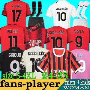 23 24 25 Home Pulisic Rafa Leao Soccer Maglie Giroud Ac Player 2024 2025 Milans Theo Tonali Loftus-Cheek S.castigliajo Brahim Koche Men Kits Kits Shirts Football Shirts