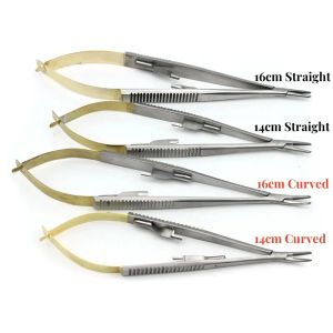 Malzemeler TC Head Düz/Kavisli Castroviejo iğne tutucuları Kilit tutma forseps 14cm/16cm Mikrourji Aletleri Dental Forcep