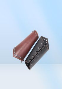 1 ПК косплей реквизит Faux Leather Wide Bracer Lace Up Arm Armour Cuff String Steampunk Medieval Gauntlet Bristel Black9998093