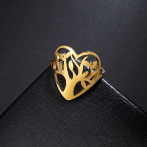 Обручальные кольца Skyrim Heart Tree of Life Ring Женщины из нержавеющей стали золотой цвет кольца