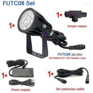 Miboxer 6W RGB CCT Светодиодный садовый свет FUTC08 Водонепроницаемый IP66 Лампа на открытом воздухе DC 24V Adapter 3M Кабельный разъем кабеля
