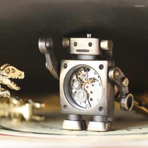 Dekoratif Figürinler Steampunk Mekanik Dişli Hip Hop Metal Robot Kolye Tide Oyun Çimlenebilir Ana Zincir Çanta Kolye