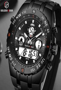 Goldenhour Top Brand Dual Display Мужчины Смотреть модные кремниевые ремешки мужские Quartz Watch The Male Waterpronation Sports Relogio Masculino 2105653522