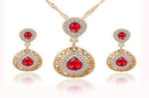 Kırmızı Kristal Düğün Gelin Mücevher Seti Tasarımcı Boyun Nedime Takı Aksesuarları Gelin Aksesuarları Set kolyelemeleri8371635