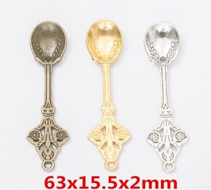 30pcs 6315mm Vintage Gümüş Renkli Altın Kaşığı Takılar Antika Bronz Kaşık Kolye Bilezik Küpe Kolyesi DIY mücevherleri3592054